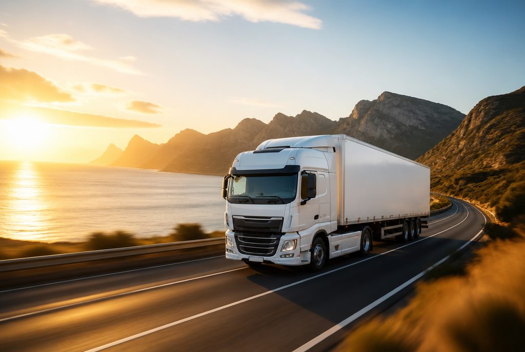 Logistics semi-truck on a highway