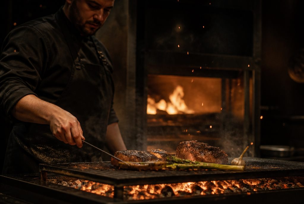 Ember & Oak wood-fired restaurant website — live-fire grill