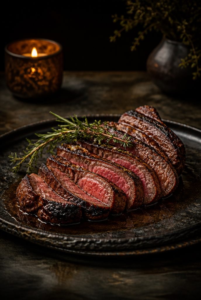 Dry-aged sirloin grilled over binchotan charcoal