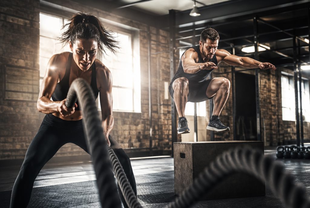 Functional HIIT training with ropes