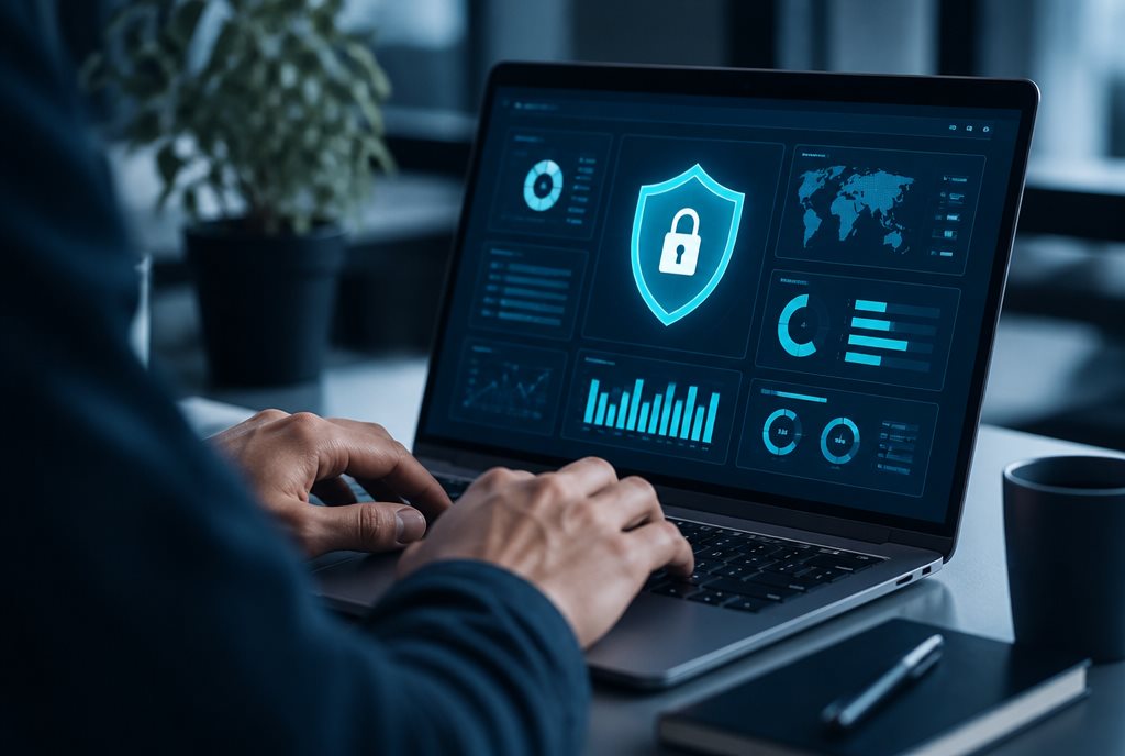 A secure cybersecurity dashboard on a laptop