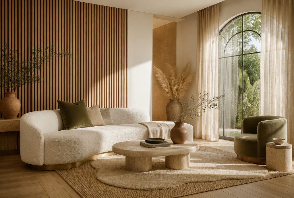 Maison interior-design studio website — warm modern living room