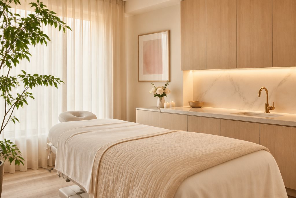 The calm, elegant Lumine clinic treatment room